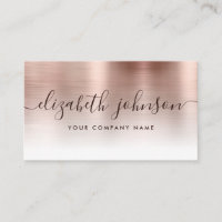 Blush Pink Rose Gold Brushed Metal Stylish Script