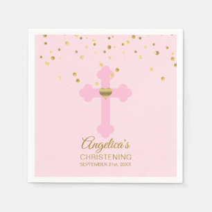 Blush Pink Rose Gold Confetti CHRISTENING BAPTISM Napkin