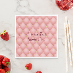 Blush Pink Rose Gold Diamond Custom Text Napkins