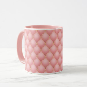 Blush Pink Rose Gold Diamond Tufted Coffes Mug