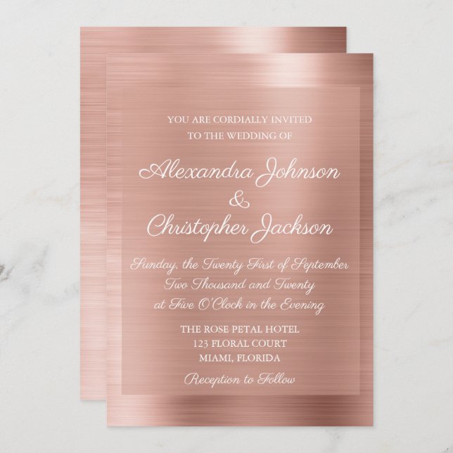 Blush Pink - Rose Gold Elegant Wedding Invitation (Front/Back)