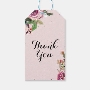 Blush Pink Rose Gold Floral Elegant Bridal Shower Gift Tags