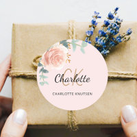 Blush pink rose gold floral eucalyptus thank you