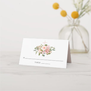 Blush Pink & Rose Gold Floral First Holy Communion Place Card