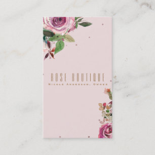 Blush Pink Rose Gold Floral Modern Chic Elegant Business Card