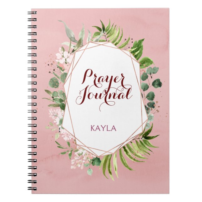 Blush Pink Rose Gold Floral Name Prayer Journal (Front)