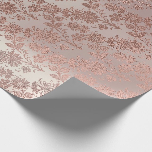 Blush Pink Rose Gold Floral Powder Floral Glam Wrapping Paper (Corner)