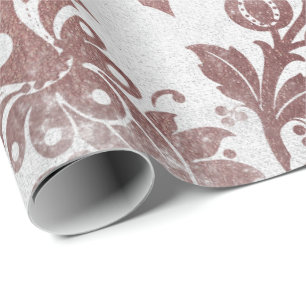 Blush Pink Rose Gold Floral Powder Grungy White Wrapping Paper