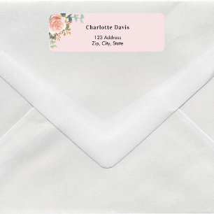 Blush pink rose gold floral return address  label