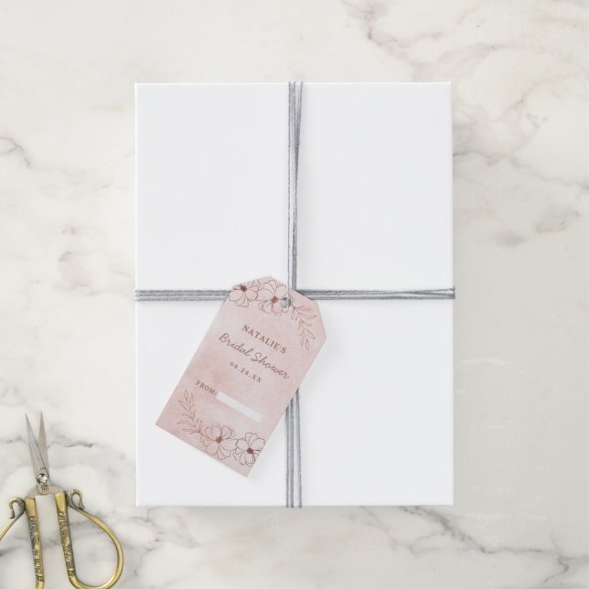 Blush Pink & Rose Gold Foil Bridal Display Shower Gift Tags (With Twine)