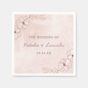 Blush Pink & Rose Gold Foil Chic Wedding Monogram Napkin