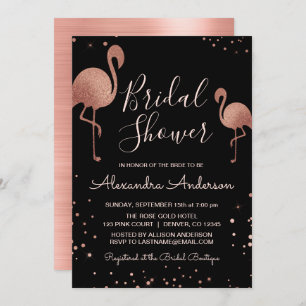 Blush Pink - Rose Gold Foil Flamingo Bridal Shower Invitation