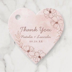 Blush Pink & Rose Gold Foil Floral Border Wedding Favour Tags