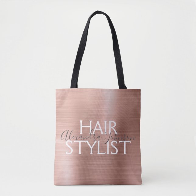 Blush Pink - Rose Gold Foil Hair Stylist Supplies Tote Bag (Front)