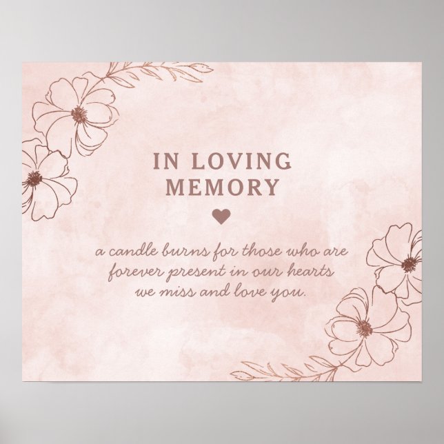 Blush Pink & Rose Gold Foil In Loving Memory Sign (Front)