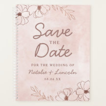 Blush Pink &amp; Rose Gold Foil Save the Date Wedding Planner