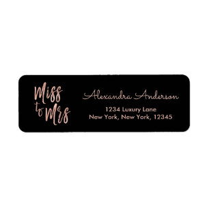 Blush Pink Rose Gold Foil Sparkle Miss to Mrs Return Address Label