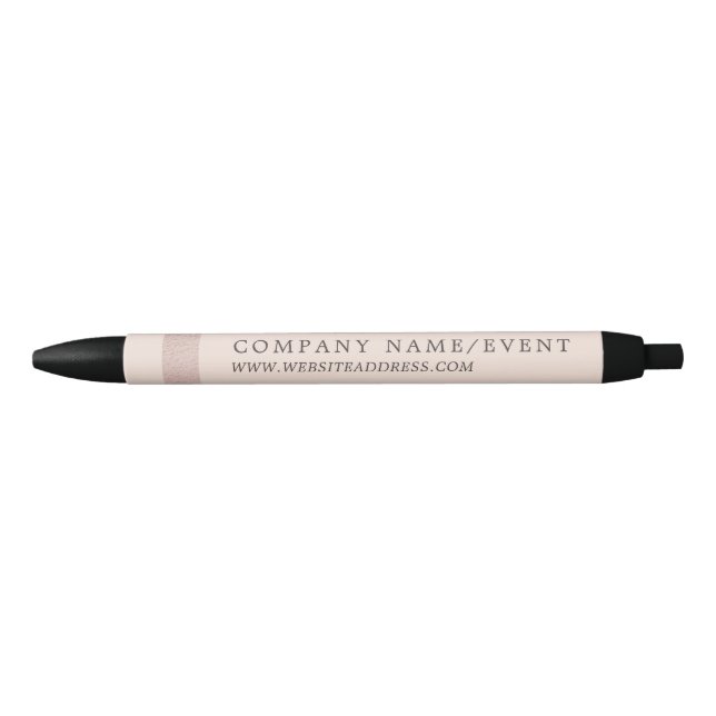 Blush Pink & Rose Gold Foil Stripe, Company/Event Black Ink Pen (Front)