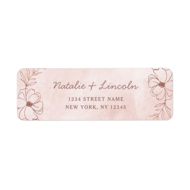 Blush Pink & Rose Gold Foil Wedding Return Address Label (Front)