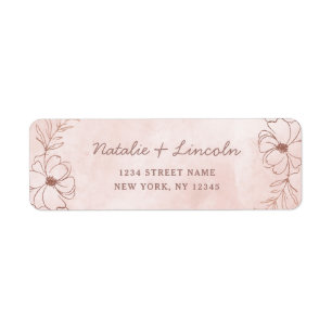 Blush Pink & Rose Gold Foil Wedding Return Address Return Address Label