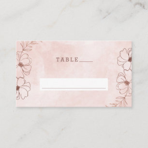 Blush Pink & Rose Gold Foil Wedding Table Number Place Card