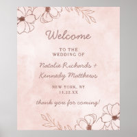 Blush Pink & Rose Gold Foil Wedding Welcome Sign