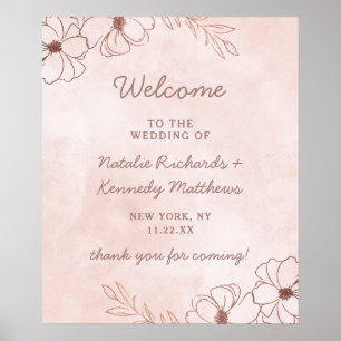 Blush Pink & Rose Gold Foil Wedding Welcome Sign