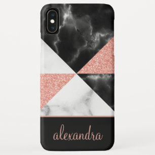 Blush Pink - Rose Gold Geometric Marble Luxury iPhone XS Max Case