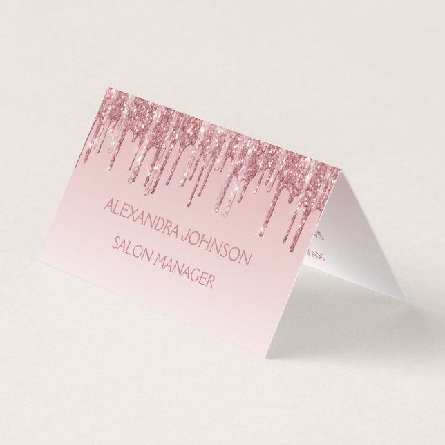 Blush Pink - Rose Gold Glitter and Sparkle Business Card (Front)