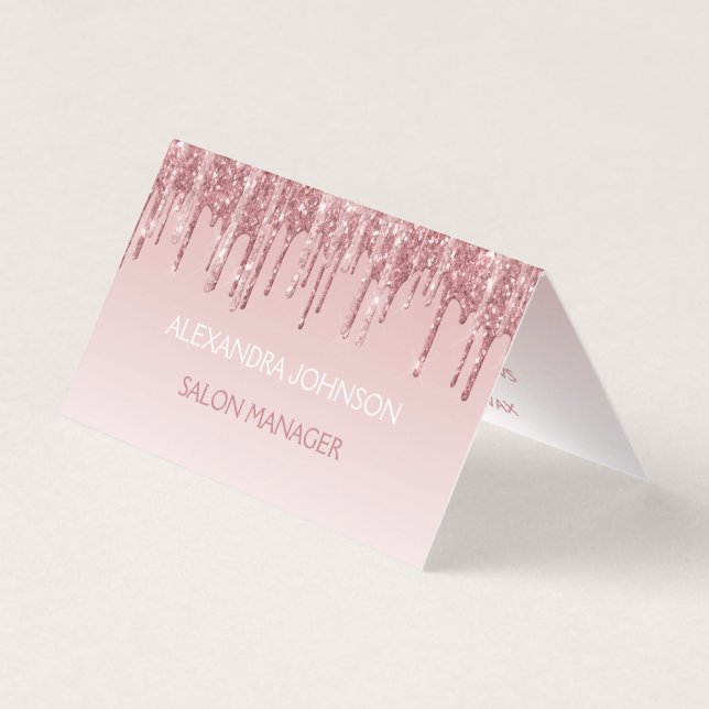 Blush Pink - Rose Gold Glitter and Sparkle Business Card (Front)