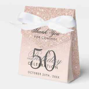 Blush Pink Rose Gold Glitter Birth Day Thank You F Favour Box