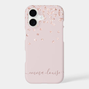 Blush Pink Rose Gold Glitter Monogram Name