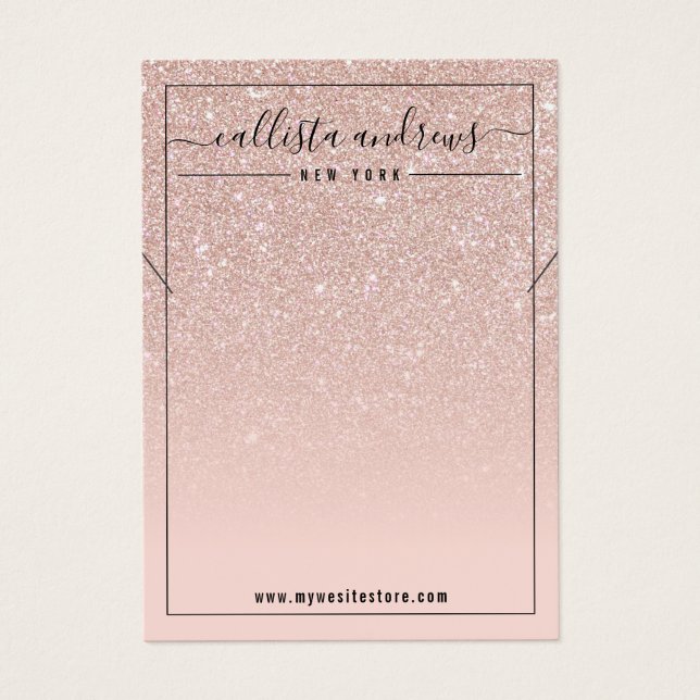 Blush Pink Rose Gold Glitter Necklace Display Card (Front)