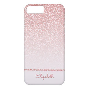 Blush Pink Rose Gold Glitter Stripe Personalised iPhone 8 Plus/7 Plus Case