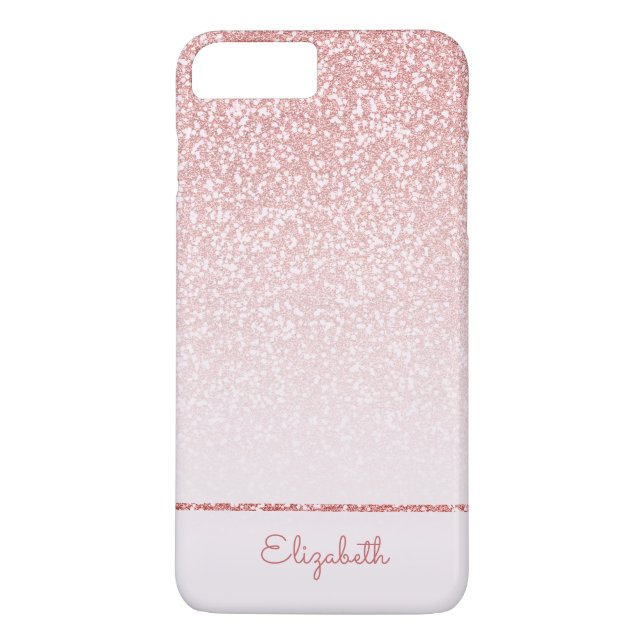 Blush Pink Rose Gold Glitter Stripe Personalised Case-Mate iPhone Case (Back)