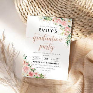 Blush Pink Rose Gold Graduation Party Invitation