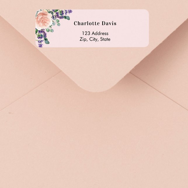 Blush pink rose gold lavender return address  label (Creator Uploaded)