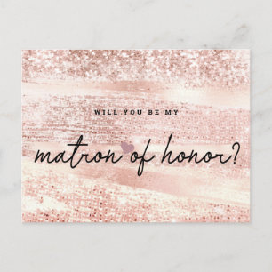Blush Pink & Rose Gold Matron of Honour Proposal Postcard