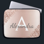 Blush Pink Rose Gold Metallic Glitter Monogram Laptop Sleeve<br><div class="desc">Blush Pink Rose Gold Metallic Glitter and Sparkle Modern and Elegant Monogram Case. This case can be customised to include your initial and first name and makes a great girly Christmas or Sweet 16 Birthday gift.</div>