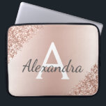 Blush Pink Rose Gold Metallic Glitter Monogram Laptop Sleeve<br><div class="desc">Blush Pink Rose Gold Metallic Glitter and Sparkle Modern and Elegant Monogram Case. This case can be customised to include your initial and first name and makes a great girly Christmas or Sweet 16 Birthday gift.</div>