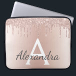 Blush Pink Rose Gold Metallic Glitter Monogram Laptop Sleeve<br><div class="desc">Blush Pink Rose Gold Metallic Dripping Glitter and Sparkle Modern and Elegant Monogram Case. This case can be customised to include your initial and first name and makes a great girly Christmas or Sweet 16 Birthday gift.</div>