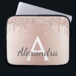 Blush Pink Rose Gold Metallic Glitter Monogram Laptop Sleeve<br><div class="desc">Blush Pink Rose Gold Metallic Dripping Glitter and Sparkle Modern and Elegant Monogram Case. This case can be customised to include your initial and first name and makes a great girly Christmas or Sweet 16 Birthday gift.</div>