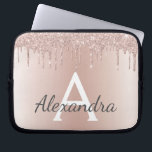 Blush Pink Rose Gold Metallic Glitter Monogram Laptop Sleeve<br><div class="desc">Blush Pink Rose Gold Metallic Dripping Glitter and Sparkle Modern and Elegant Monogram Case. This case can be customised to include your initial and first name and makes a great girly Christmas or Sweet 16 Birthday gift.</div>