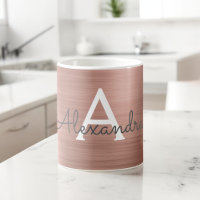 Blush Pink - Rose Gold Metallic Monogram Name