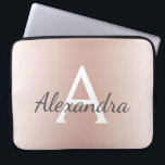 Blush Pink Rose Gold Metallic Ombre Monogram Laptop Sleeve<br><div class="desc">Blush Pink Rose Gold Metallic Modern and Elegant Monogram Case. This case can be customised to include your initial and first name and makes a great girly Christmas or Sweet 16 Birthday gift.</div>