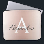Blush Pink Rose Gold Metallic Ombre Monogram Laptop Sleeve<br><div class="desc">Blush Pink Rose Gold Metallic Modern and Elegant Monogram Case. This case can be customised to include your initial and first name and makes a great girly Christmas or Sweet 16 Birthday gift.</div>