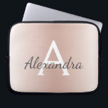 Blush Pink Rose Gold Metallic Ombre Monogram Laptop Sleeve<br><div class="desc">Blush Pink Rose Gold Metallic Modern and Elegant Monogram Case. This case can be customised to include your initial and first name and makes a great girly Christmas or Sweet 16 Birthday gift.</div>