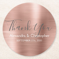 Blush Pink - Rose Gold Modern Wedding Thank You