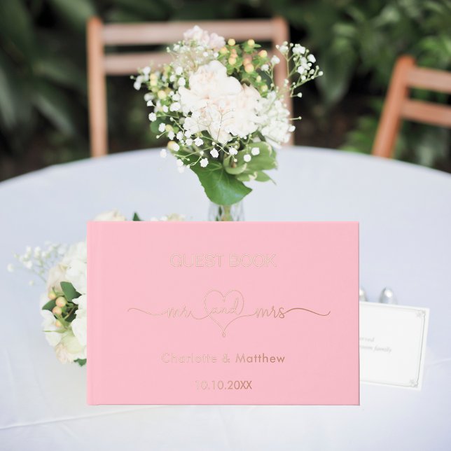 Blush pink rose gold mr mrs wedding  guest book (Creator Uploaded)