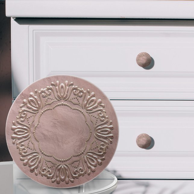 Blush Pink Rose Gold Ornamental Frame Ceramic Knob (Creator Uploaded)